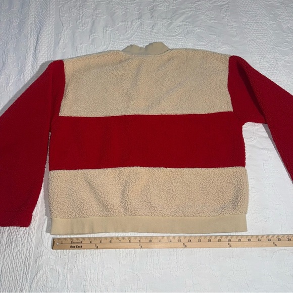 Fila Woman's Pullover Sweater Red & Beige / Tan Sherpa Size Medium Quarter Zip - Picture 11 of 11